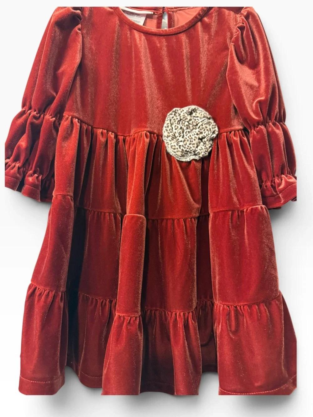 Girls dress by Bonnie Jean in deep red with a velvet feel to it Size 5T